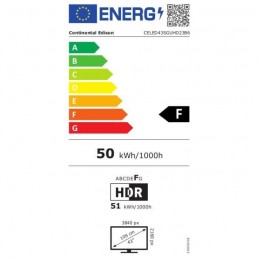 CONTINENTAL EDISON CELED43SGUHD23B6 TV LED 4K 43'' (109cm) UHD - Smart Google TV - Wifi, Bluetooth - 4x HDMI - vue étiquette