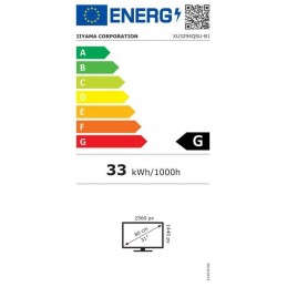 IIYAMA XU3294QSU-B1 Ecran PC 32'' WQHD - VA 4ms - 75Hz - HDMI, DP - vue étiquette énergie