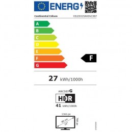 CONTINENTAL EDISON CELED32SAHDV23B7 TV LED 32'' (80cm) HD - Smart Android TV - Wifi, Bluetooth - HDMI, USB - vue étiquette