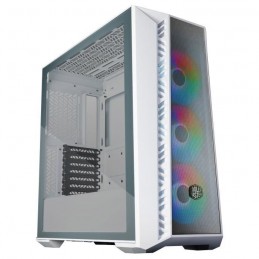 COOLER MASTER MasterBox MB520 ARGB Blanc Boitier PC Façade Mesh - 3x 120mm - vue de trois quart