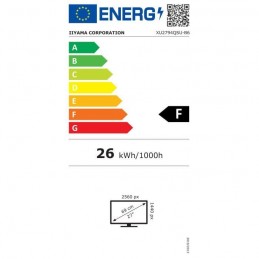 IIYAMA XU2794QSU-B6 Ecran PC 27'' WQHD VA - 1ms - 100Hz - HDMI, DP - vue étiquette énergie