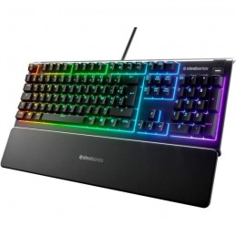 STEELSERIES APEX 3 RVB Noir Clavier gamer mécanique filaire - Ultra silencieux - AZERTY - vue de trois quart