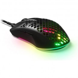 STEELSERIES AEROX 3 (2022) EDITION ONYX Noir Souris gamer filaire ultra légère - vue de trois quart