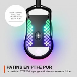 STEELSERIES AEROX 3 (2022) EDITION ONYX Noir Souris gamer filaire ultra légère - vue de dessous