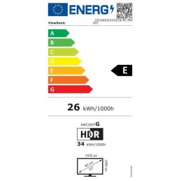 VIEWSONIC VX3218-PC-MHDJ Ecran PC 32'' FHD Gamer incurvé - 1ms - 165Hz - HDMI, DP - vue étiquette énergie