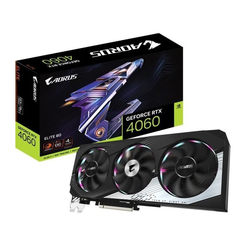 GIGABYTE AORUS GeForce RTX™ 4060 ELITE 8G Carte Graphique Nvidia HDMI, DP