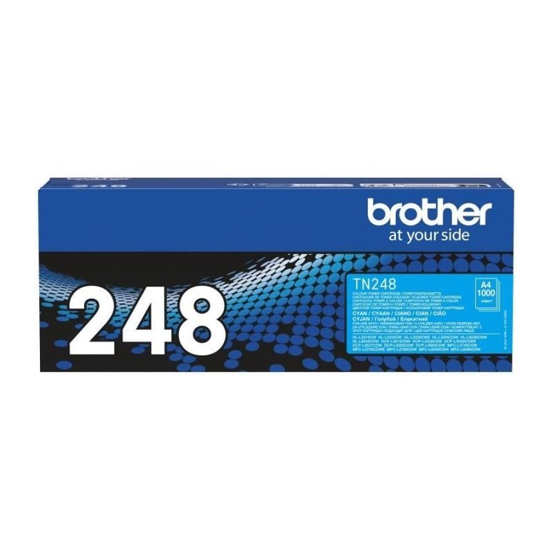 BROTHER TN-248C Cyan Toner Laser (1000 pages) pour HL-L3220, HL-L3240, DCP-L3520, MFC-L3740 - vue emballage