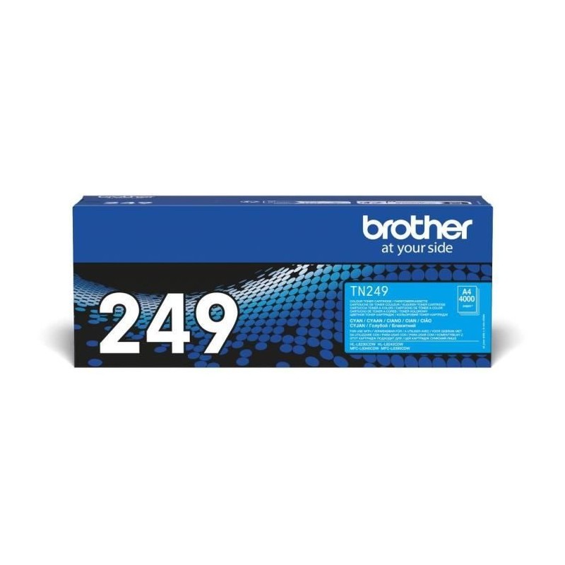 BROTHER TN-249C Cyan Toner Laser XL (4000 pages) pour HL-L8230, HL-L8240, MFC-L8340, MFC-L8390 - vue emballage