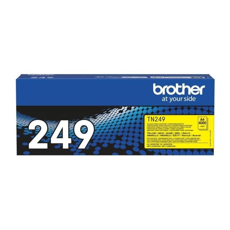 BROTHER TN-249Y Jaune Toner Laser XL (4000 pages) pour HL-L8230, HL-L8240, MFC-L8340, MFC-L8390 - vue emballage