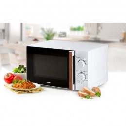 DOMO DO2720 Four Micro-ondes 20L - 700W - Plateau 25.5cm - Blanc finition bois - vue de trois quart