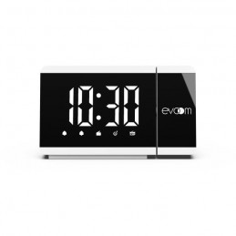EVOOM EV304588 Blanc Radio réveil FM - Projection de l'heure - 2 alarmes