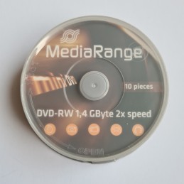 MINI DVD-RW 1,4Gb / 30mn MediaRange réinscriptible écriture 2X diam.8cm - Pack de 10 - vue de dessus