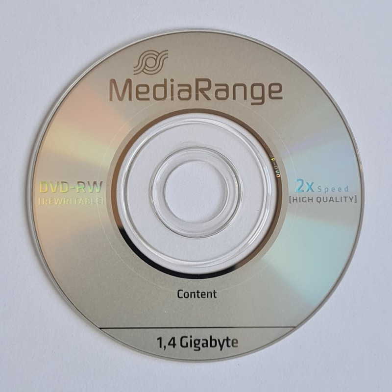 MINI DVD-RW 1,4Gb / 30mn MediaRange réinscriptible écriture 2X diam.8cm - BUNDLE