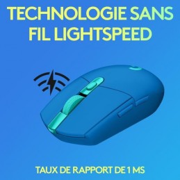 LOGITECH G305 LIGHTSPEED Bleu Souris Gaming sans fil (910-006015) - vue technologie sans fil