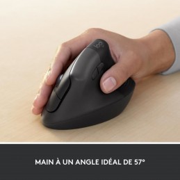 LOGITECH LIFT for Business Graphite Souris Sans Fil Ergonomique Verticale (910-006494) - vue maintient idéale