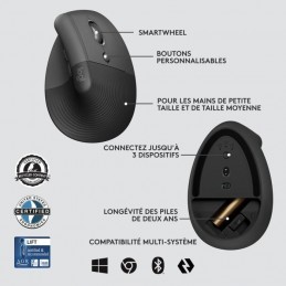 LOGITECH LIFT for Business Graphite Souris Sans Fil Ergonomique Verticale (910-006494) - vues multipes