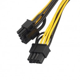 Adaptateur doubleur Alimentation PCIe 8 pins vers 2x 8 pins (6 + 2 pins) pour carte PCI Express - vue zoom connecteurs 6-8 pins