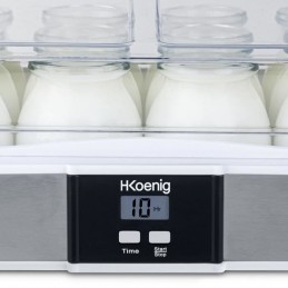 HKOENIG ELY120 Inox Yaourtière 12 pots de 160ml - 21W - vue zoom écran LCD