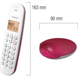 LOGICOM ILOA 150 SOLO Framboise Téléphone fixe sans fil DECT - Sans répondeur - vue dimensions