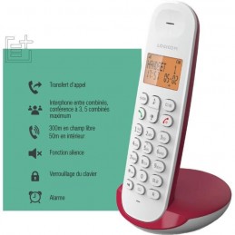 LOGICOM ILOA 150 SOLO Framboise Téléphone fixe sans fil DECT - Sans répondeur - vue caractéristiques