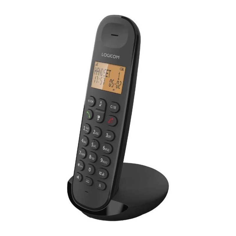 LOGICOM ILOA 155T SOLO Noir Téléphone fixe sans fil DECT - Avec répondeur