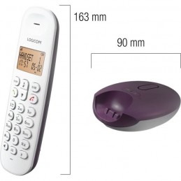 LOGICOM ILOA 155T SOLO Aubergine Téléphone fixe sans fil DECT - Avec répondeur - vue dimensions