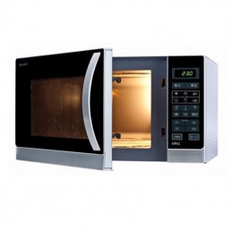 SHARP R-742INW Silver Micro-ondes Gril 25L - 900W - Plateau 31.5cm - vue porte ouverte