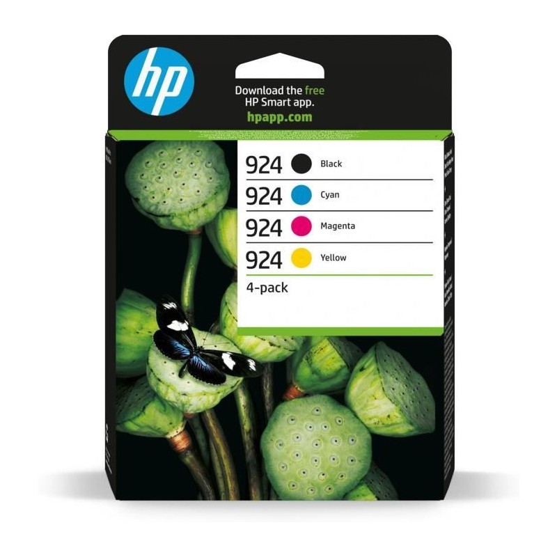 HP 924 Pack 4 Cartouches d'encre Authentique (6C3Z1NE) pour OfficeJet Pro 8120, 8310