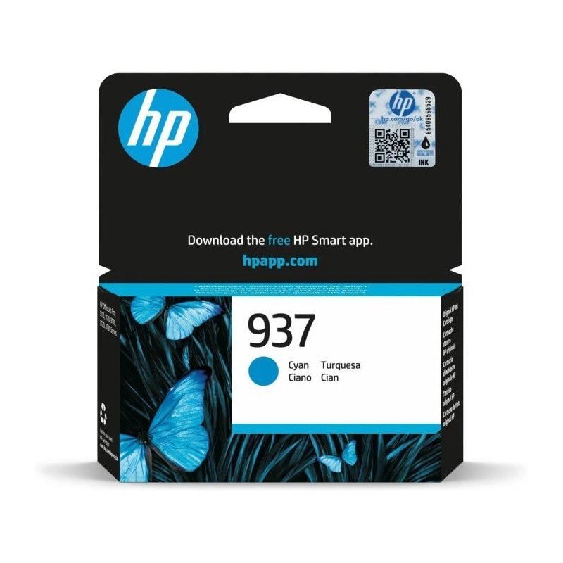 HP 937 Cartouche Encre Cyan Authentique (4S6W2NE) pour OfficeJet Pro 9110, 9120, 9130, 9720, 9730