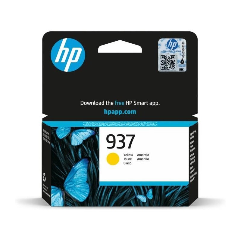 HP 937 Cartouche Encre Jaune Authentique (4S6W4NE) pour OfficeJet Pro 9110, 9120, 9130, 9720, 9730