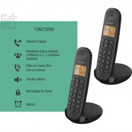 LOGICOM ILOA 250 DUO Noir Téléphone fixe sans fil DECT - Sans répondeur - vue caractéristiques combinés