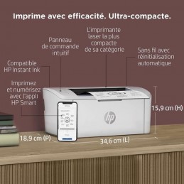 HP LaserJet M110w Imprimante laser monochrome - USB, WiFi - vue ultra-compacte