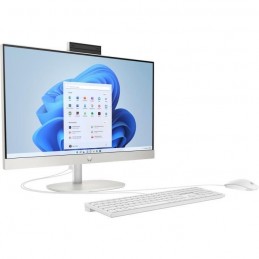 HP All-in-One 24-cr0060nf PC de Bureau 24'' FHD - Intel N100 - RAM 8Go - 256Go SSD - W11 - Clavier + Souris - vue de trois quart