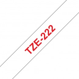 BROTHER K7 Ruban BR-TZE222 NO-OEM TZE-222 9mm x 8m Rouge sur fond Blanc compatible - vue ruban