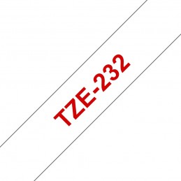 BROTHER K7 Ruban BR-TZE232 NO-OEM TZE-232 12mm x 8m Rouge sur fond Blanc compatible - vue ruban