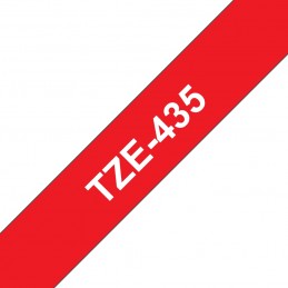 BROTHER K7 Ruban BR-TZE435 NO-OEM TZE-435 12mm x 8m Blanc sur fond Rouge compatible - vue ruban