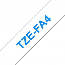 BROTHER K7 Ruban BR-TZEFA4 NO-OEM TZE-FA4 18mm x 3m Bleu sur fond Blanc compatible - vue ruban