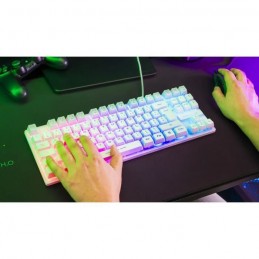 THE G-LAB KEYZ-CAESIUMT-W/FR Blanc Clavier Gaming - Membrane RGB TKL AZERTY - vue en situation