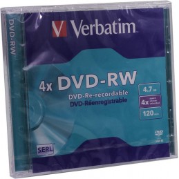 DVD-RW 4,7GB / 120MIN VERBATIM ÉCRITURE 4X MATT SILVER RÉINSCRIPTIBLE - vue emballage