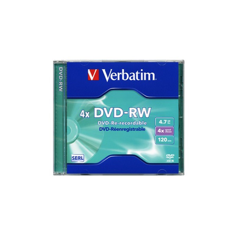 DVD-RW 4,7GB / 120MIN VERBATIM ÉCRITURE 4X MATT SILVER RÉINSCRIPTIBLE