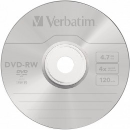 DVD-RW 4,7GB / 120MIN VERBATIM ÉCRITURE 4X MATT SILVER RÉINSCRIPTIBLE - vue support