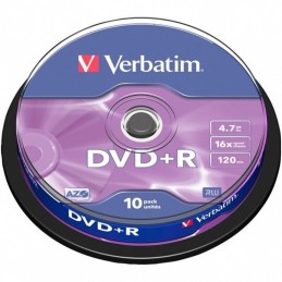 DVD+R 4,7GB / 120MIN VERBATIM ÉCRITURE 16X MATT SILVER - (PACK DE 10 DVD+R) - vue emballage