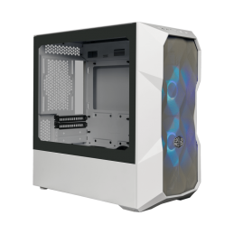 COOLER MASTER TD300 Mesh Blanc ARGB Boitier PC Gaming mATX (TD300-WGNN-S00) - vue de trois quart