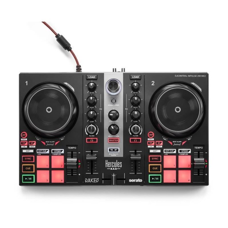 HERCULES DJ CONTROL INPULSE 200 MK2 - Contrôleur DJ idéal pour apprendre a mixer - Logiciels et tutoriels inclus