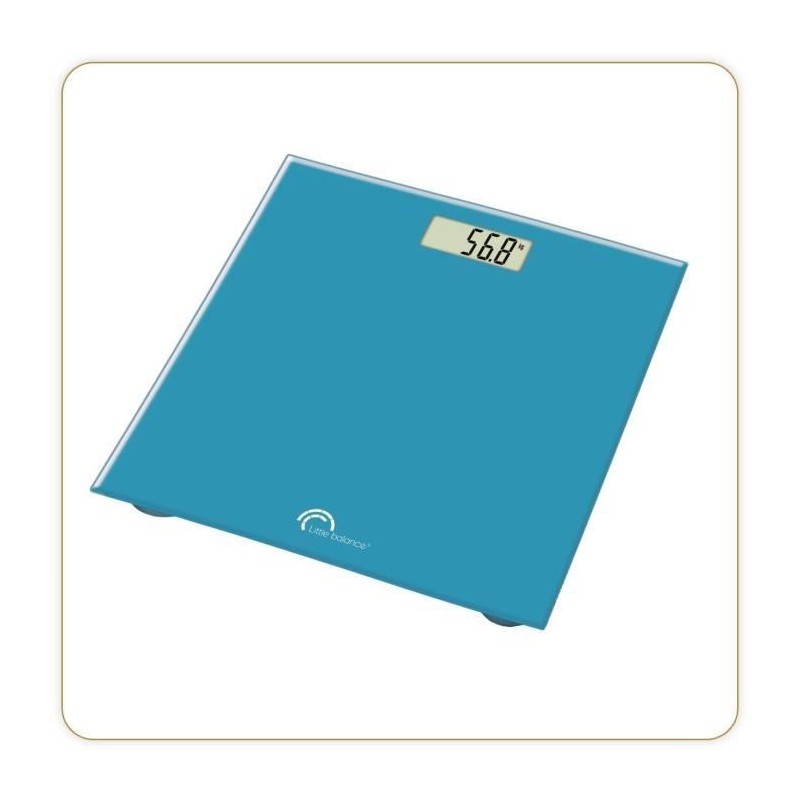 LITTLE BALANCE 8195 Turquoise Pèse-personne électronique plateau verre trempé - 160kg max - Précision 100g