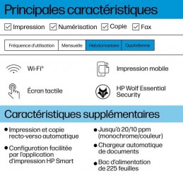 HP OfficeJet Pro 8125e Imprimante multifonction jet d'encre - Recto-verso - vue caractéristiques