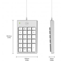 MOBILITY LAB ML305707 Silver Pavé Numérique filaire MAC - USB - vue dimensions