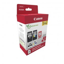 CANON PG-540L Noir + CL-541XL Couleur XL Pack de 2 cartouches d'encre + pack papiers photo (5224B012) - vue de trois quart