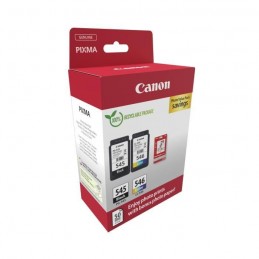 CANON PG-545 Noir + CL-546 Couleur Pack de 2 cartouches d'encre + pack papiers photo (8287B008) - vue de trois quart