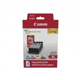 CANON CLI-581XL Pack 4 cartouches d'encre Noir, Cyan, Magenta, Jaune XL + pack papiers photo (2052C006)